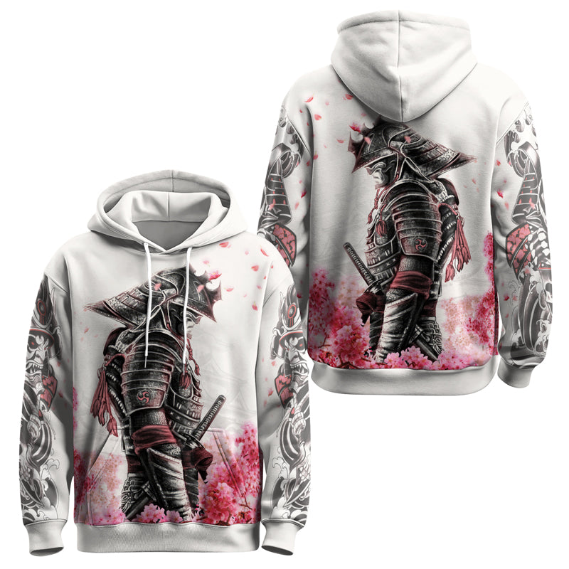 Rashninja Cherry Blossom Samurai Warrior AOP Hoodie | Samurai Hoodie