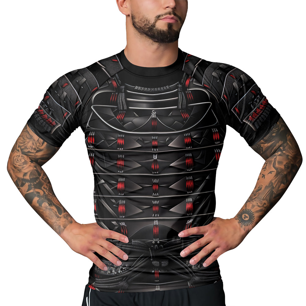 Road Rash Armor Rashninja Samurai Iron Armor Men's Short Sleeve Rash Guard