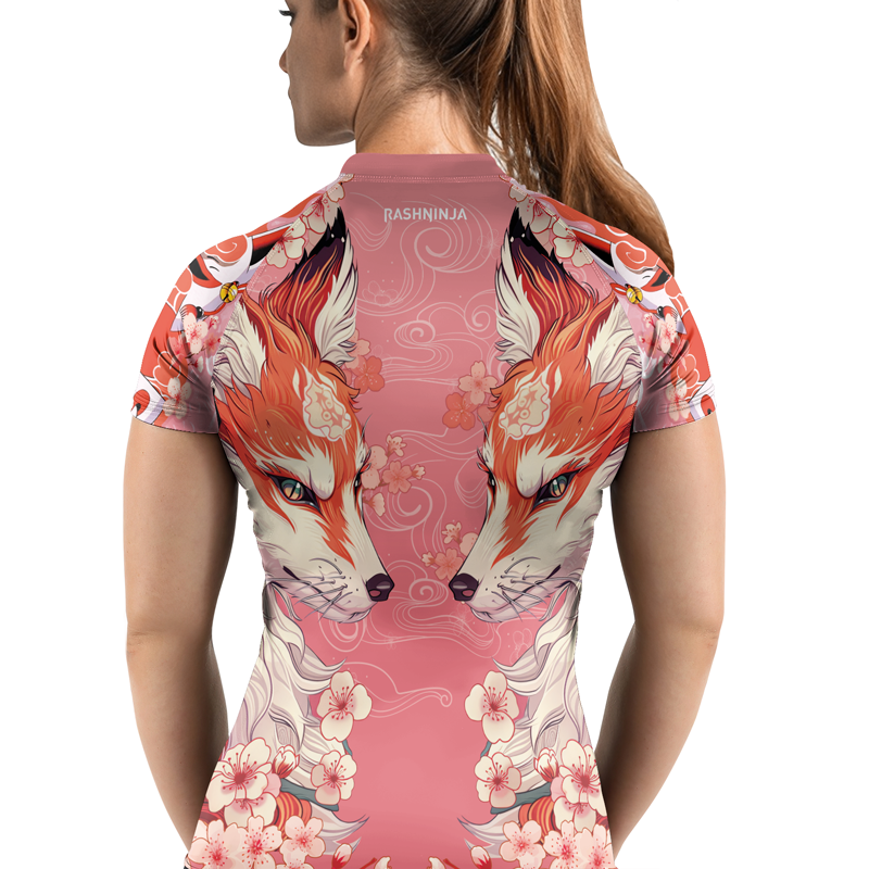 Rashninja Japanese Red Kitsune Women's Short Sleeve Rash Guard