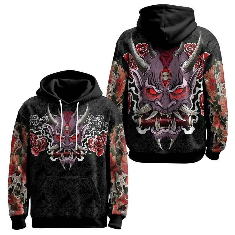 Rashninja Oni's Strength AOP Hoodie | Japanese Samurai Style Hoodie