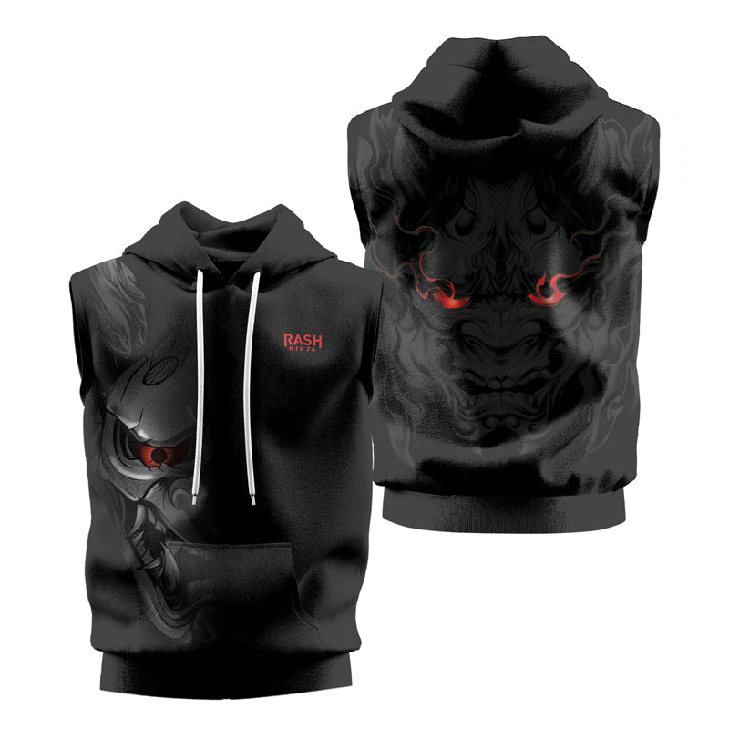 Rashninja Fire Eye Oni Sleeveless Hoodie | Muay Thai Sleeveless Hoodie