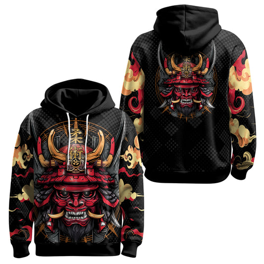 Rashninja Demon's Wrath AOP Hoodie | Japanese Samurai Hoodie