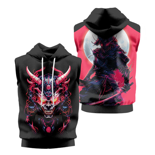 Rashninja Embracing Cyber Oni Sleeveless Hoodie | Sleeveless Hoodie