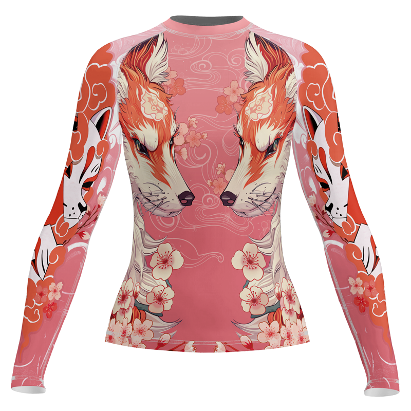 Rashninja Japanese Red Kitsune Women's Long Sleeve Rash Guard