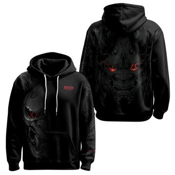 Rashninja Fire Eye Oni AOP Hoodie | Japanese Samurai Hoodie | Samurai