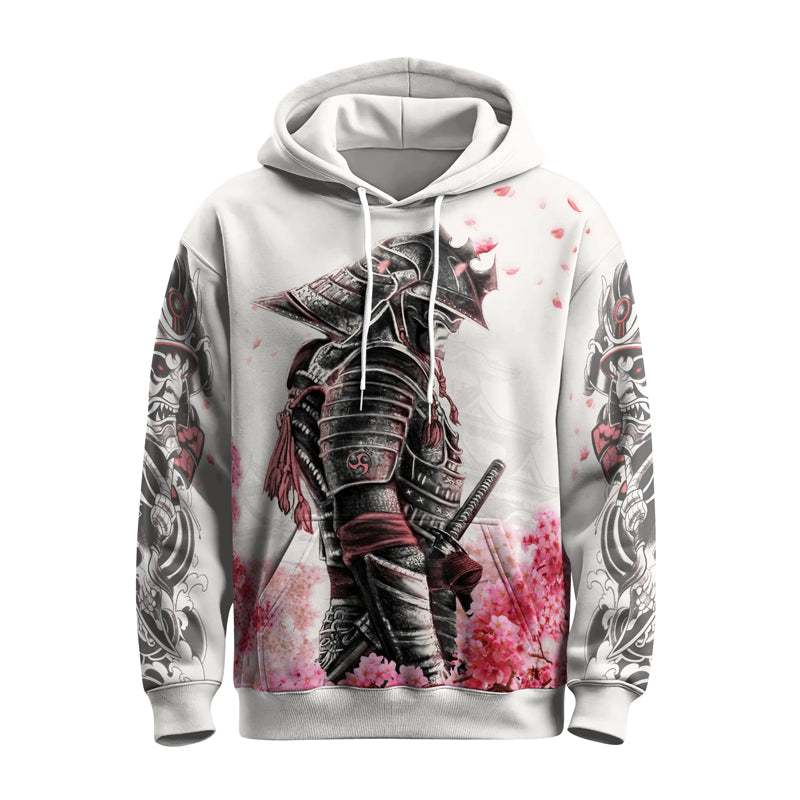 Rashninja Cherry Blossom Samurai Warrior AOP Hoodie | Samurai Hoodie