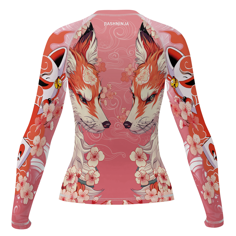 Rashninja Japanese Red Kitsune Women's Long Sleeve Rash Guard