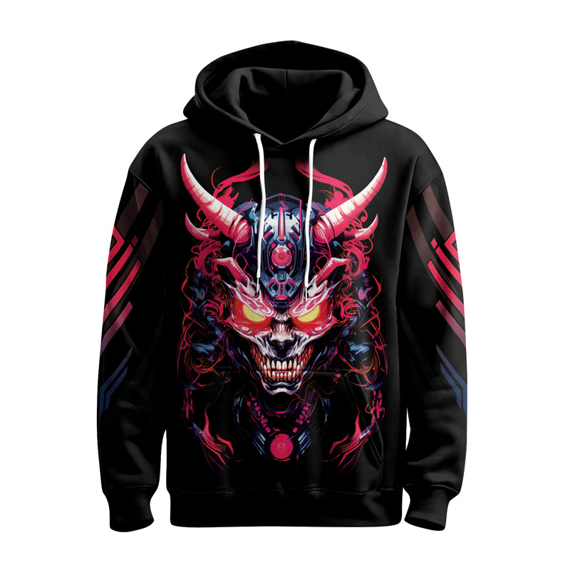 Rashninja Embracing Cyber Oni AOP Hoodie | Japanese Samurai Hoodie