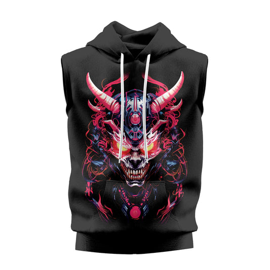 Rashninja Embracing Cyber Oni Sleeveless Hoodie | Sleeveless Hoodie