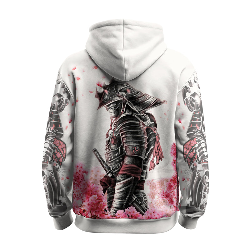 Rashninja Cherry Blossom Samurai Warrior AOP Hoodie | Samurai Hoodie