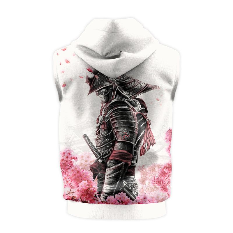 Rashninja Cherry Blossom Samurai Warrior Men's Sleeveless Hoodie Gym