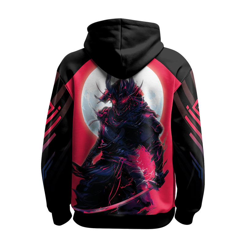 Rashninja Embracing Cyber Oni AOP Hoodie | Japanese Samurai Hoodie