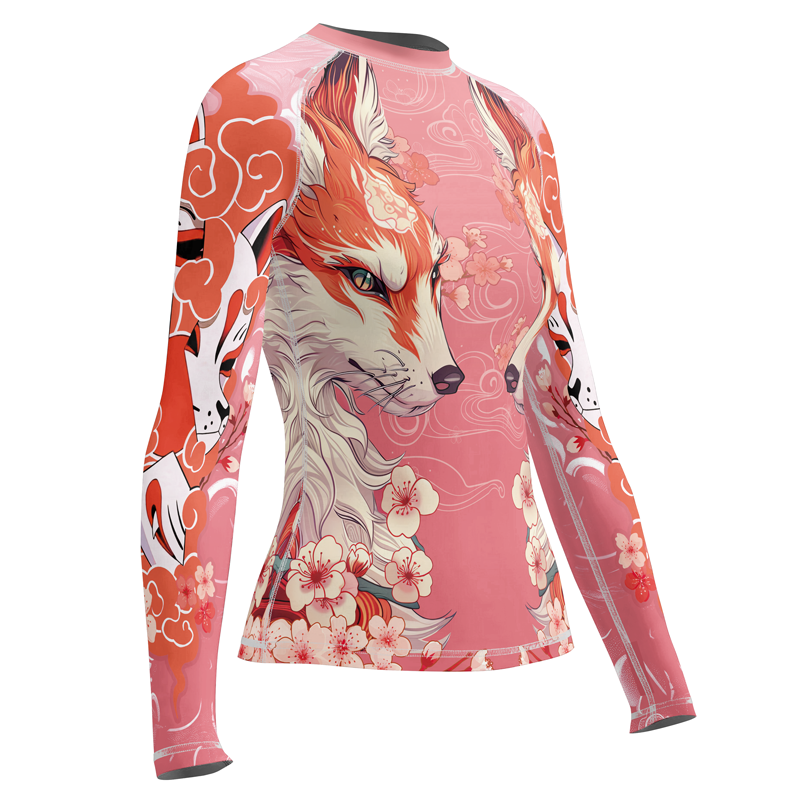 Rashninja Japanese Red Kitsune Women's Long Sleeve Rash Guard