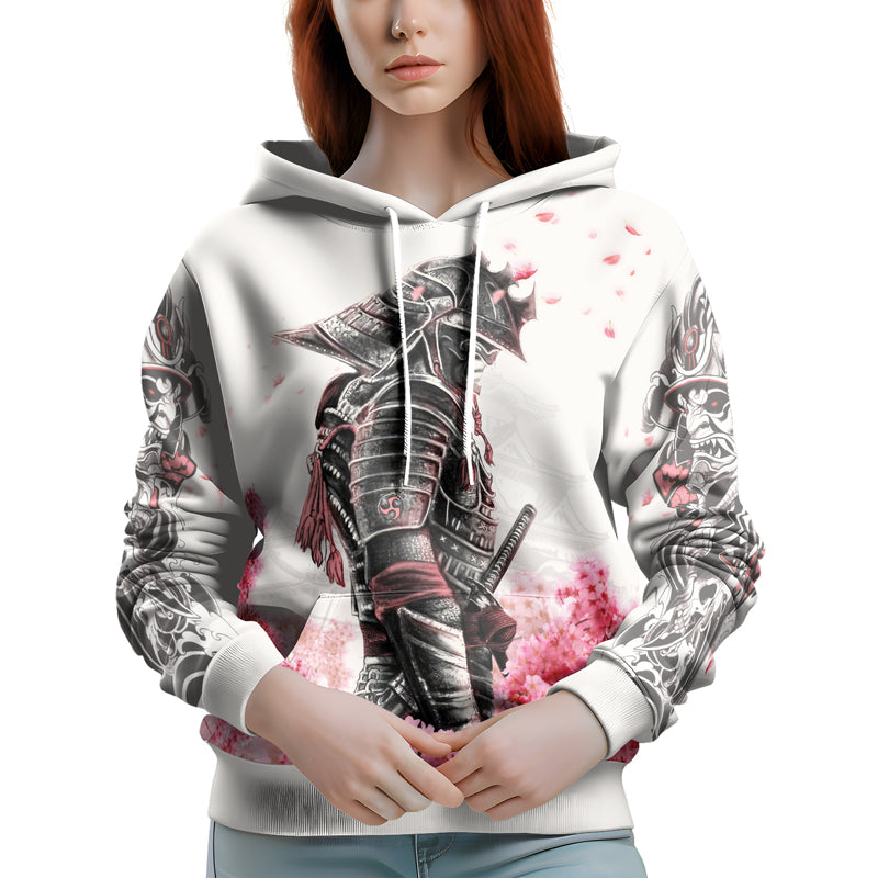 Rashninja Cherry Blossom Samurai Warrior AOP Hoodie | Samurai Hoodie