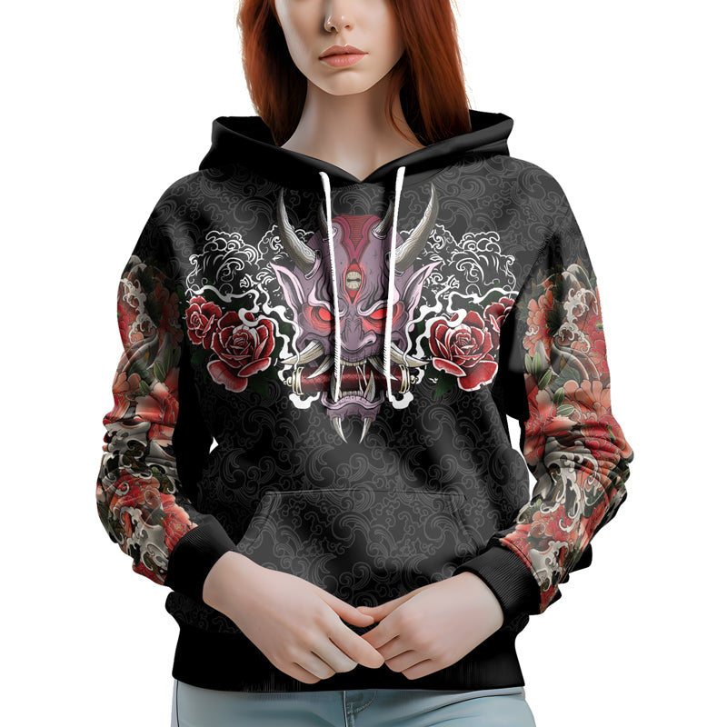 Rashninja Oni's Strength AOP Hoodie | Japanese Samurai Style Hoodie