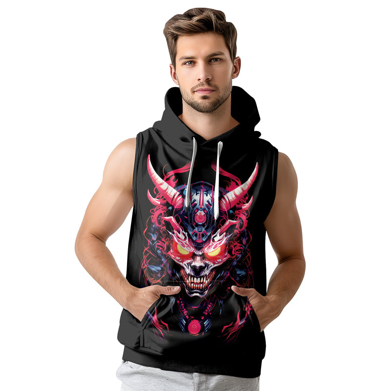 Rashninja Embracing Cyber Oni Sleeveless Hoodie | Sleeveless Hoodie