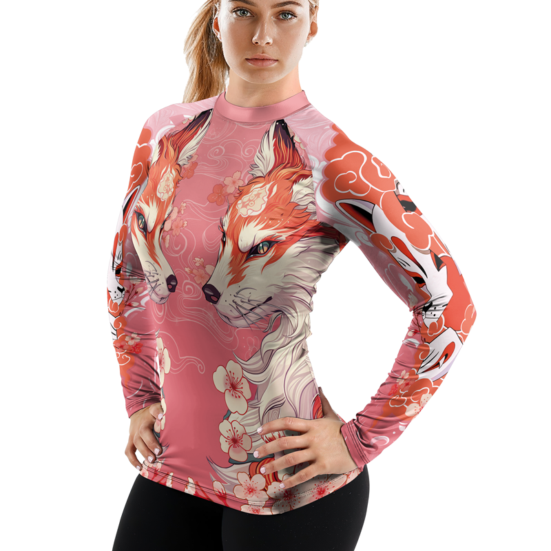 Rashninja Japanese Red Kitsune Women's Long Sleeve Rash Guard