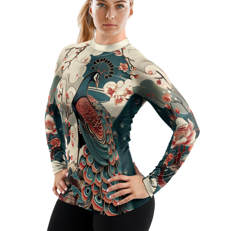 Rashninja Japanese Peacock Women's Long Sleeve Rash Guard