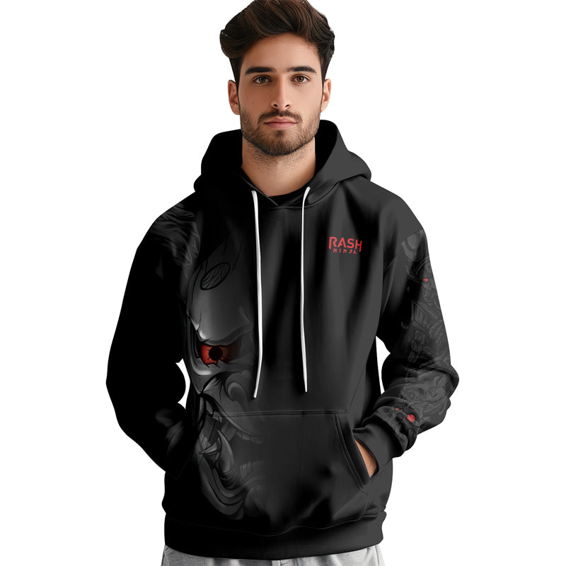 Rashninja Fire Eye Oni AOP Hoodie | Japanese Samurai Hoodie | Samurai