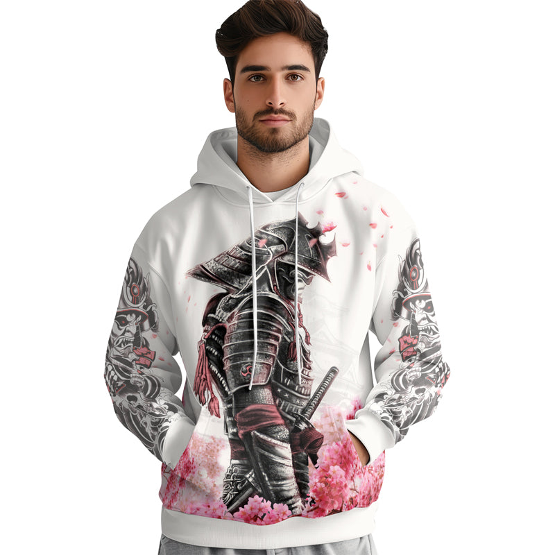 Rashninja Cherry Blossom Samurai Warrior AOP Hoodie | Samurai Hoodie