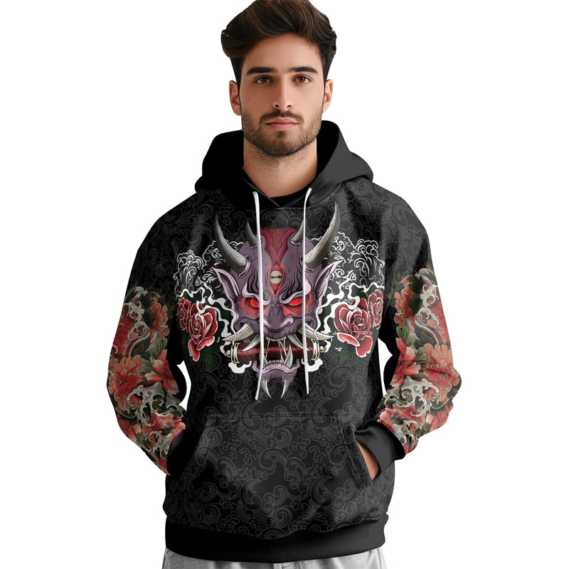 Rashninja Oni's Strength AOP Hoodie | Japanese Samurai Style Hoodie