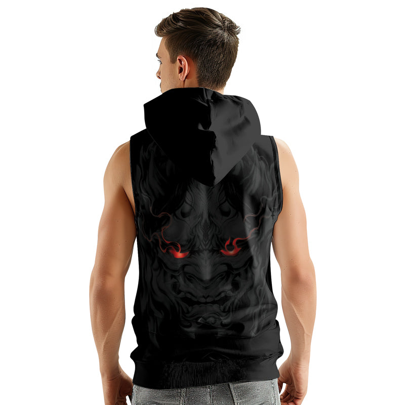 Rashninja Fire Eye Oni Sleeveless Hoodie | Muay Thai Sleeveless Hoodie