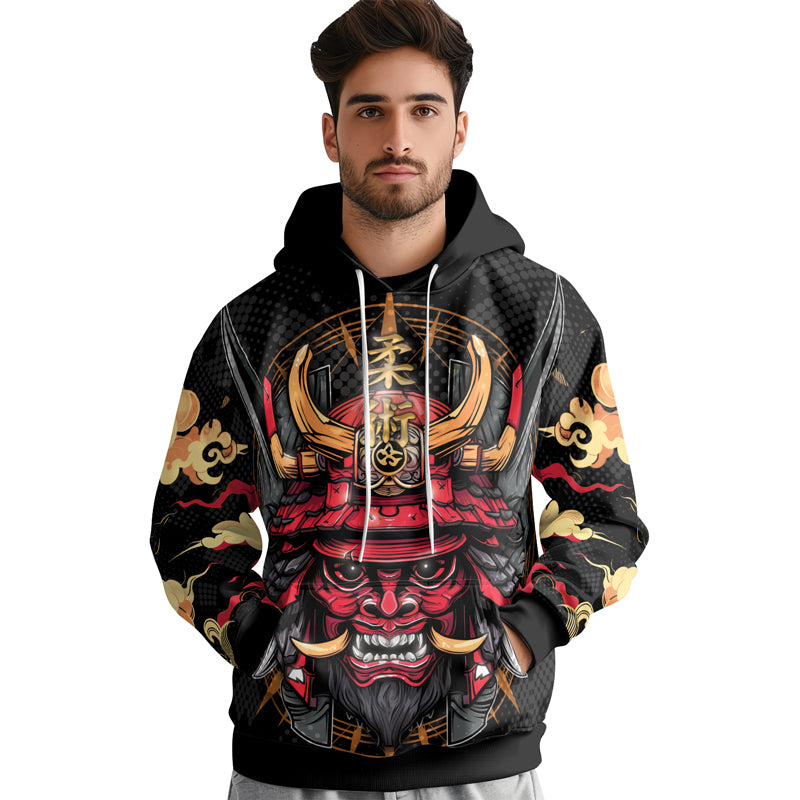 Rashninja Demon's Wrath AOP Hoodie | Japanese Samurai Hoodie