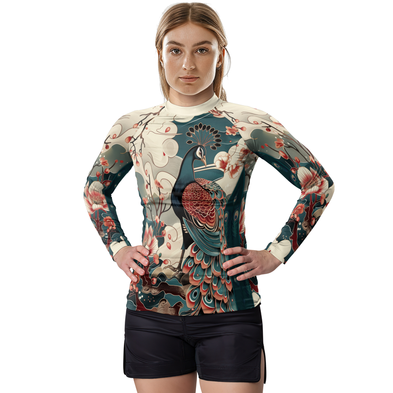 Rashninja Japanese Peacock Women's Long Sleeve Rash Guard