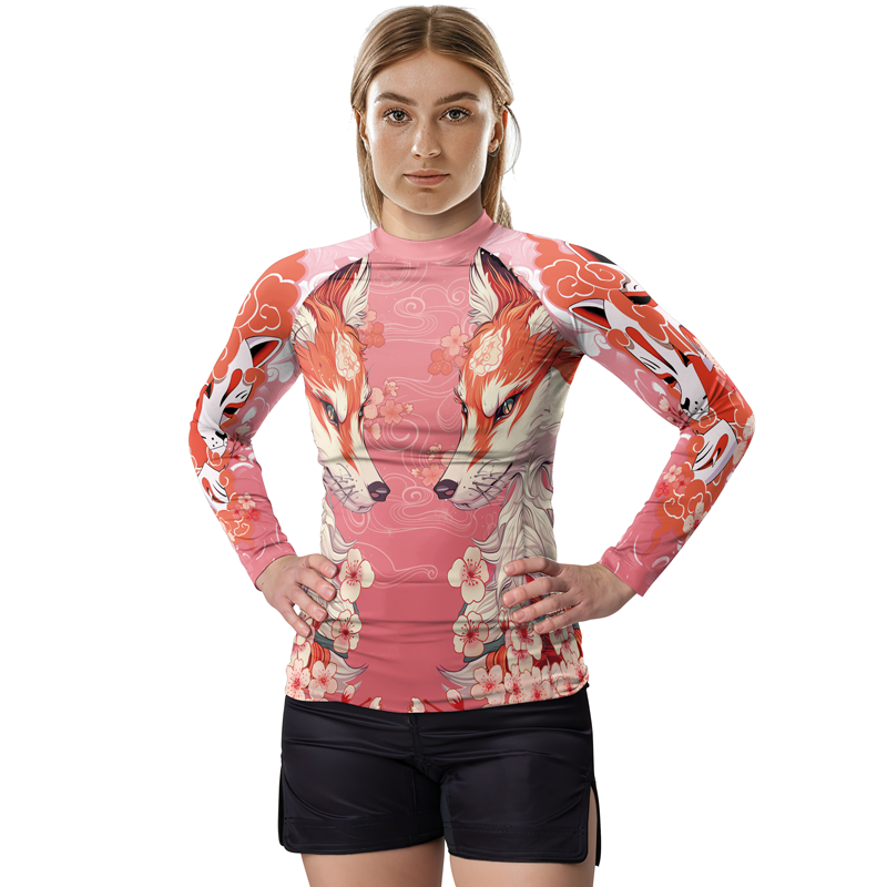 Rashninja Japanese Red Kitsune Women's Long Sleeve Rash Guard