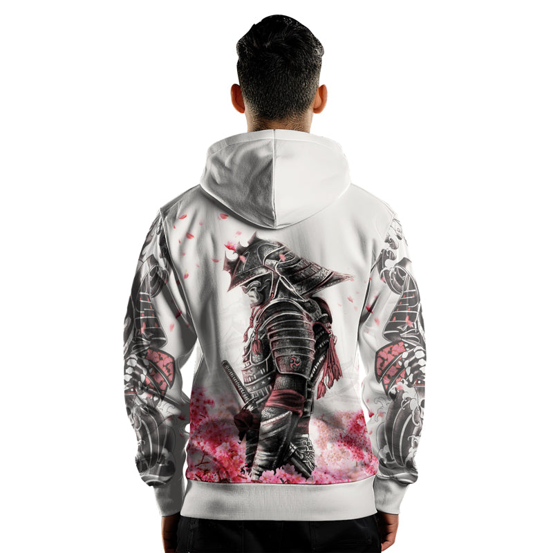 Rashninja Cherry Blossom Samurai Warrior AOP Hoodie | Samurai Hoodie