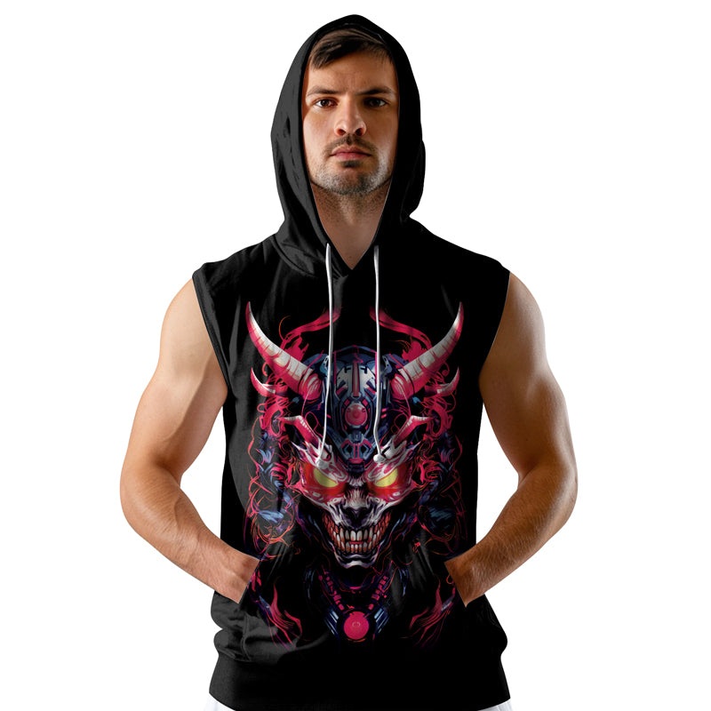 Rashninja Embracing Cyber Oni Sleeveless Hoodie | Sleeveless Hoodie