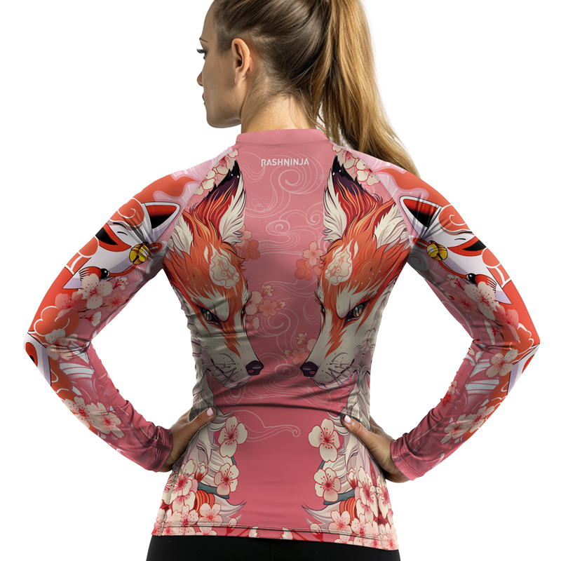 Rashninja Japanese Red Kitsune Women's Long Sleeve Rash Guard