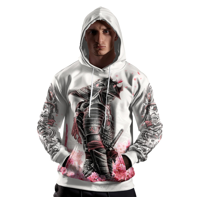 Rashninja Cherry Blossom Samurai Warrior AOP Hoodie | Samurai Hoodie