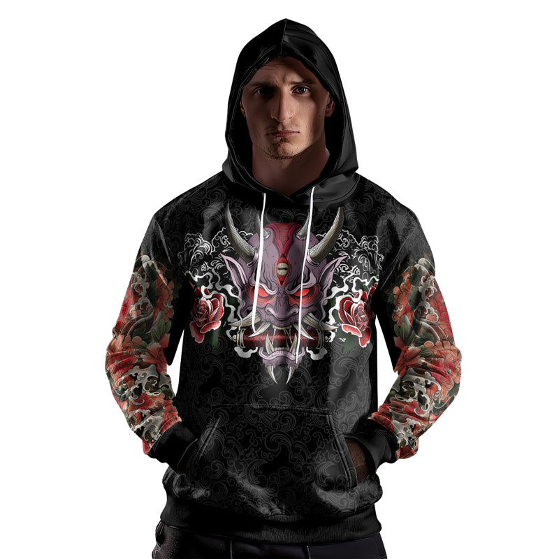 Rashninja Oni's Strength AOP Hoodie | Japanese Samurai Style Hoodie