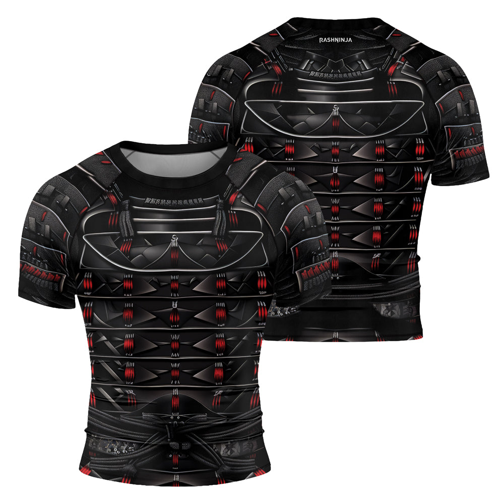 Road Rash Armor Rashninja Samurai Iron Armor Men's Short Sleeve Rash Guard