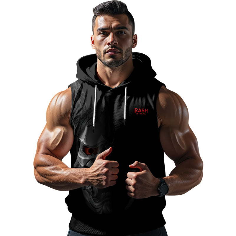 Rashninja Fire Eye Oni Sleeveless Hoodie | Muay Thai Sleeveless Hoodie