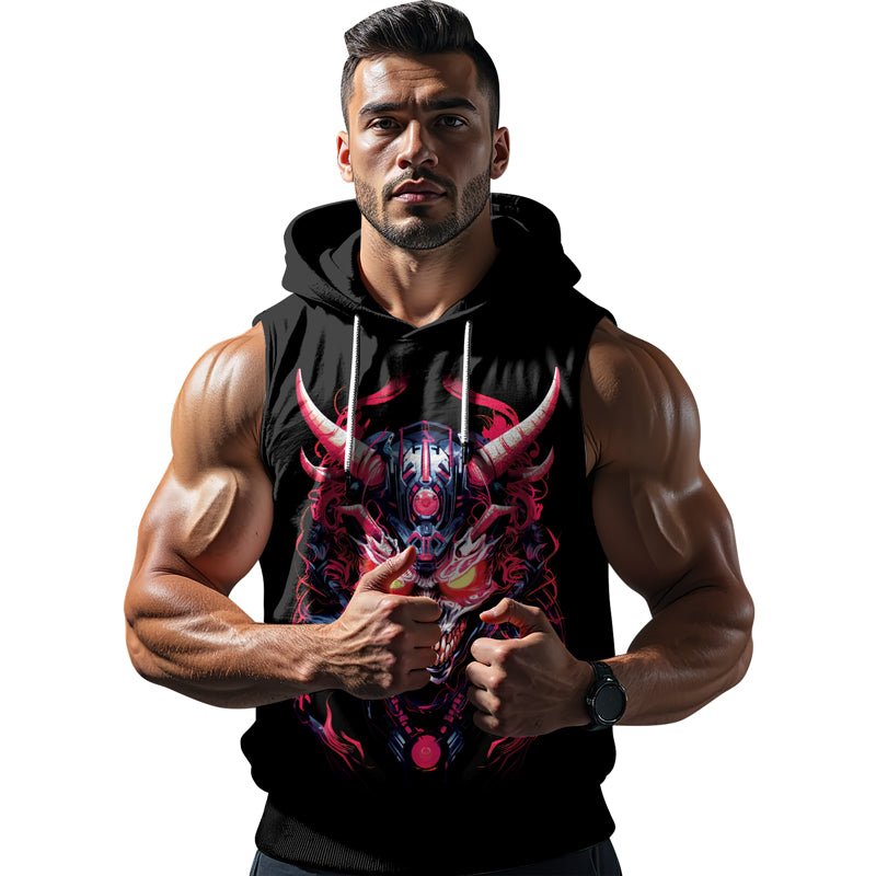 Rashninja Embracing Cyber Oni Sleeveless Hoodie | Sleeveless Hoodie