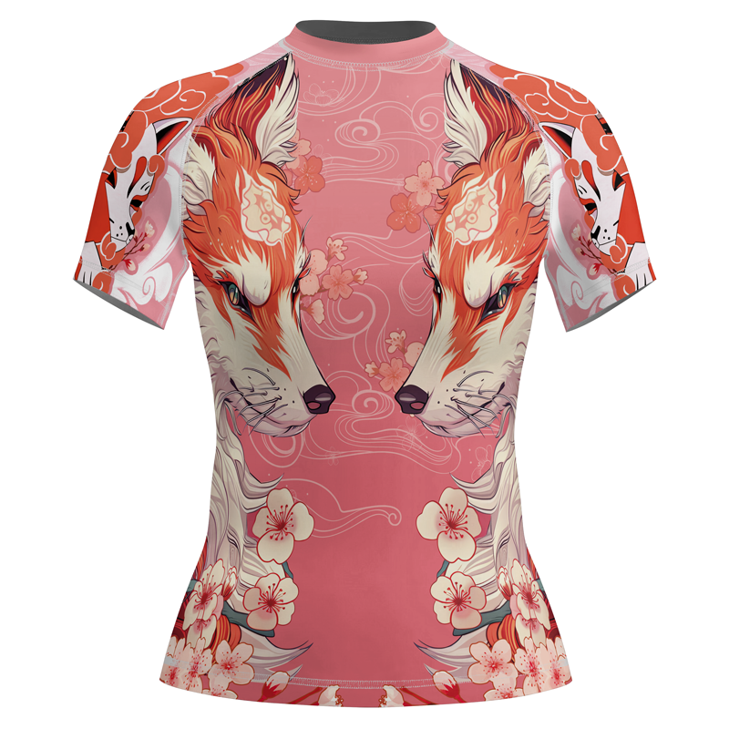 Rashninja Japanese Red Kitsune Women's Short Sleeve Rash Guard