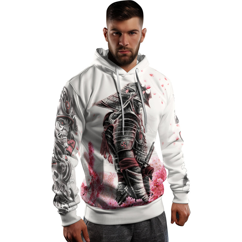 Rashninja Cherry Blossom Samurai Warrior AOP Hoodie | Samurai Hoodie