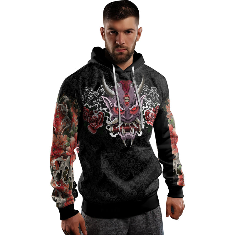 Rashninja Oni's Strength AOP Hoodie | Japanese Samurai Style Hoodie