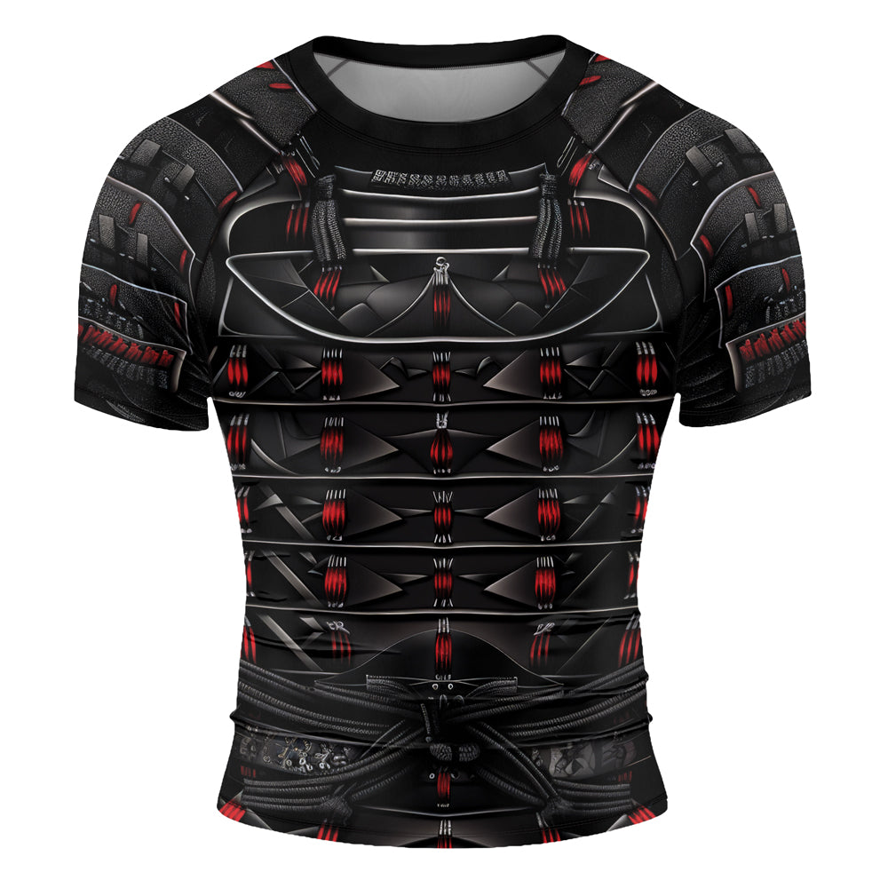 Road Rash Armor Rashninja Samurai Iron Armor Men's Short Sleeve Rash Guard