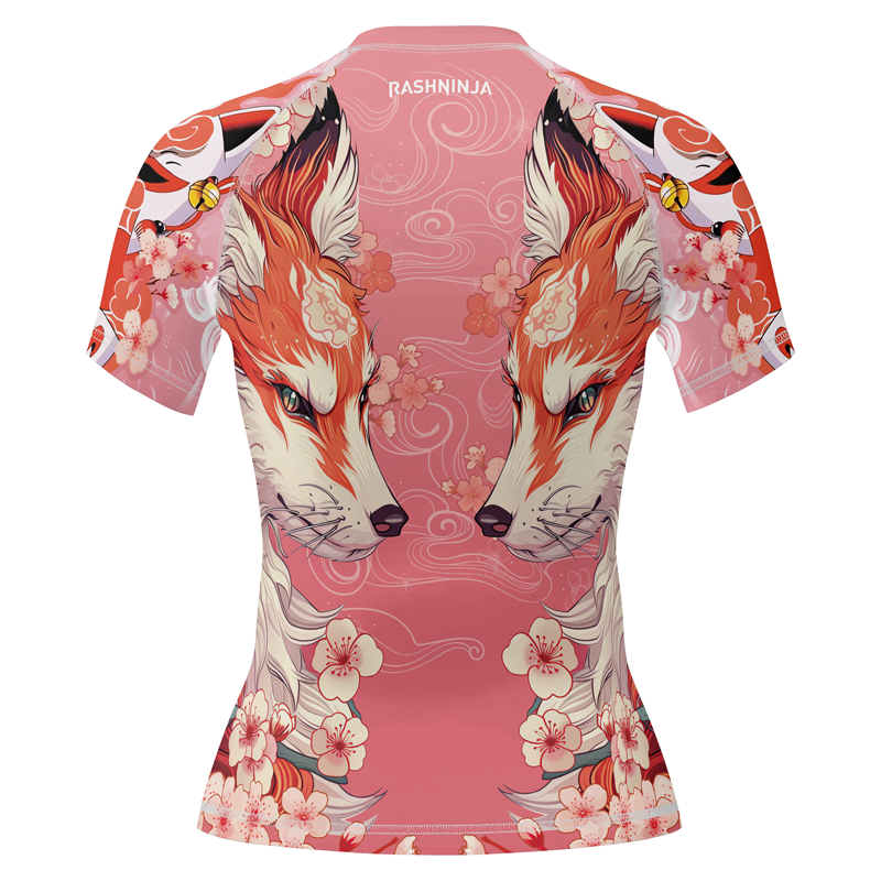 Rashninja Japanese Red Kitsune Women's Short Sleeve Rash Guard