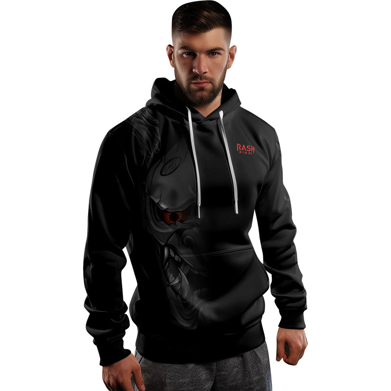 Rashninja Fire Eye Oni AOP Hoodie | Japanese Samurai Hoodie | Samurai