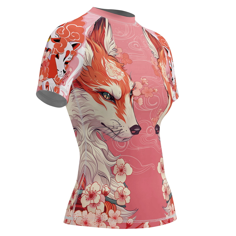 Rashninja Japanese Red Kitsune Women's Short Sleeve Rash Guard