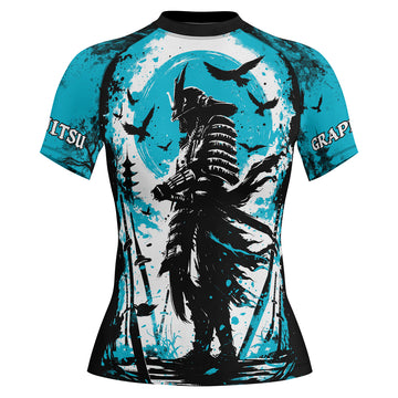 Rashninja Samurai Skull Warrior Women's Short Sleeve Rash Guard