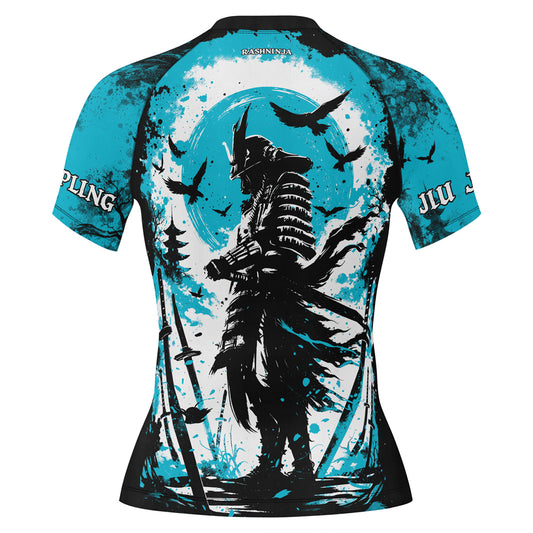 Rashninja Samurai Skull Warrior Women's Short Sleeve Rash Guard
