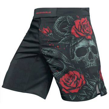 Rashninja Skull Rose Snake Men's Fight Shorts