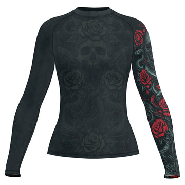 Rashninja Skull Rose Snake Women's Long Sleeve Rash Guard
