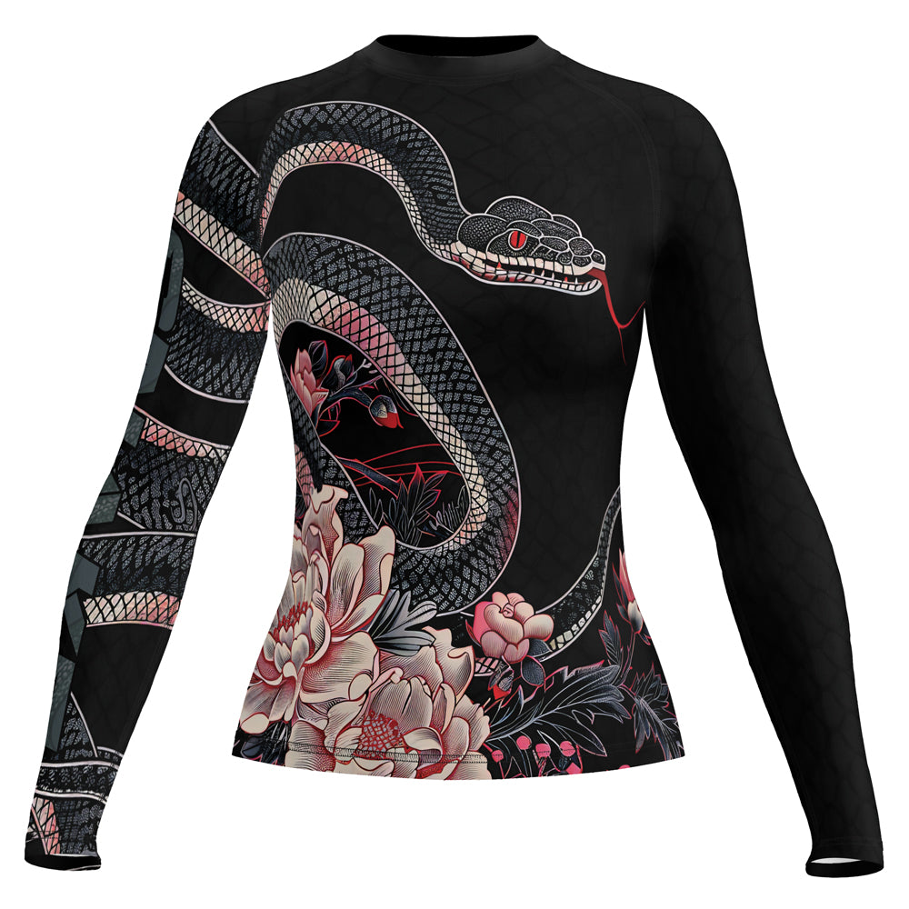Rashninja Snake Crimson Bloom Women's Long Sleeve Rash Guard