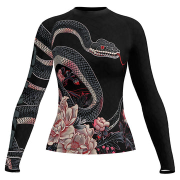Rashninja Snake Crimson Bloom Women's Long Sleeve Rash Guard